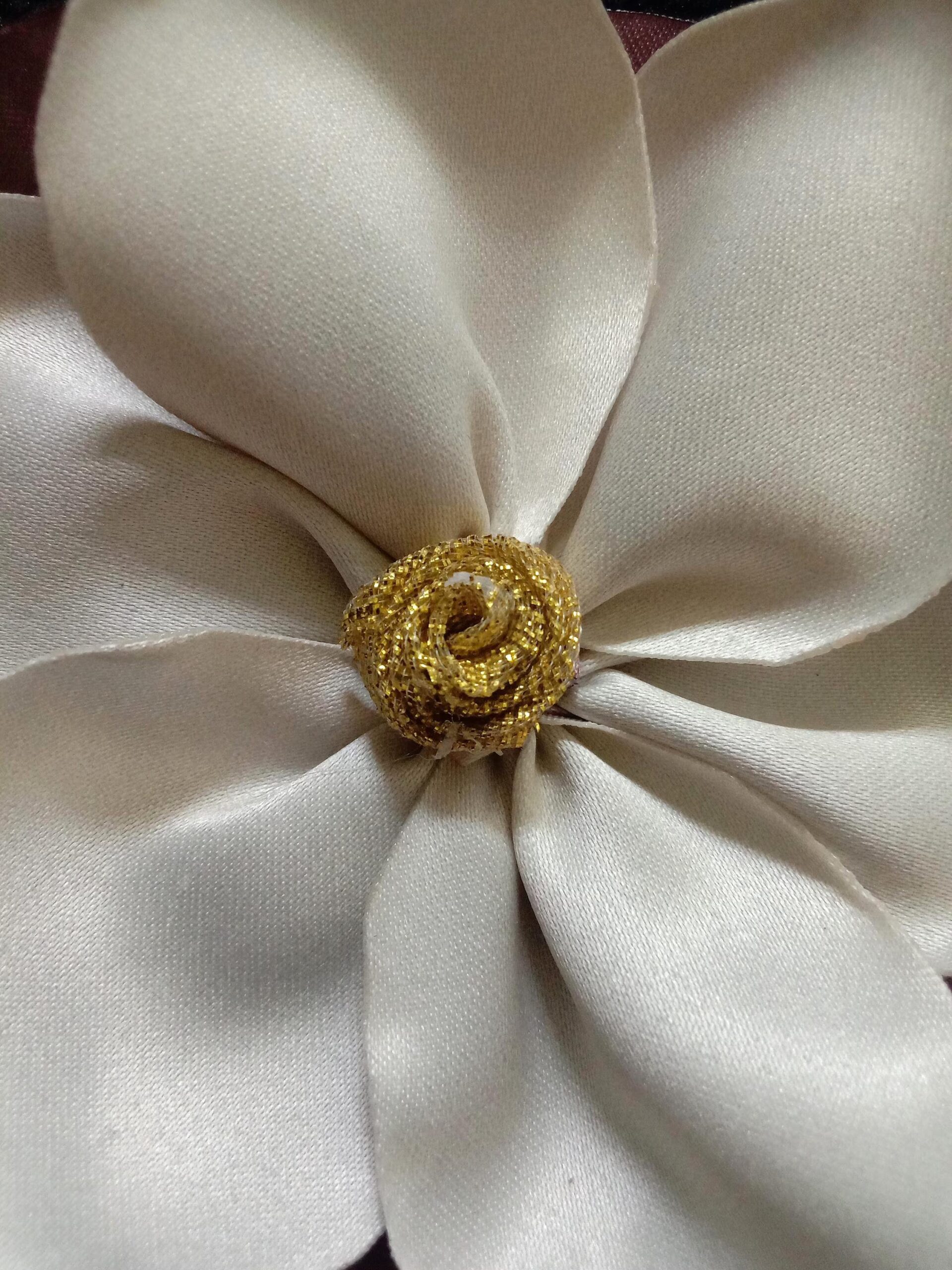Handmade Beige Brown Satin Fabric Brooch and Flower Pin (R18)
