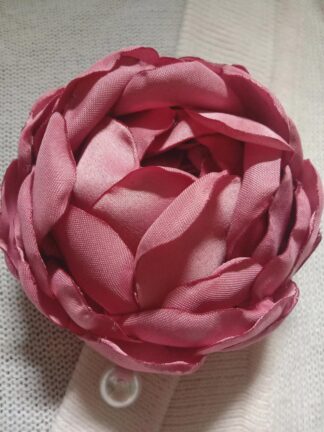 Handmade Dusty Pink Satin Peony Brooch and Corsage